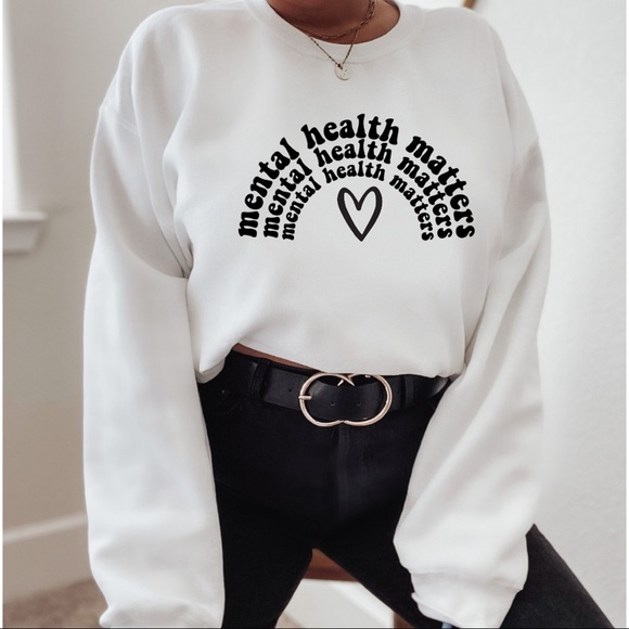 NEW Mental health matters graphic relaxed fit sweatshirt S-5X - Picture 3 of 4